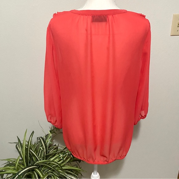 Lane Bryant, Plus Size 2 X Ruffle Chiffon Top V-Neck 3/4 Sleeves - Picture 9 of 10